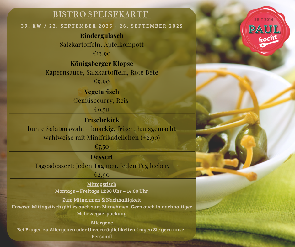 Wochenkarte Speisekarte