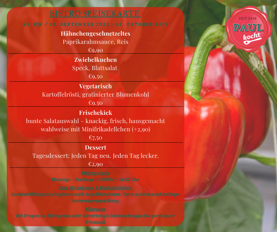 Wochenkarte Speisekarte
